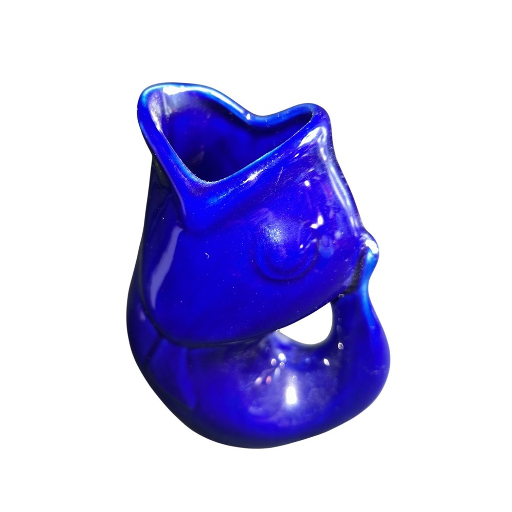 GurglePot Blue Fish Shaped Ceramic Pitcher 2006 Seattle WA‎